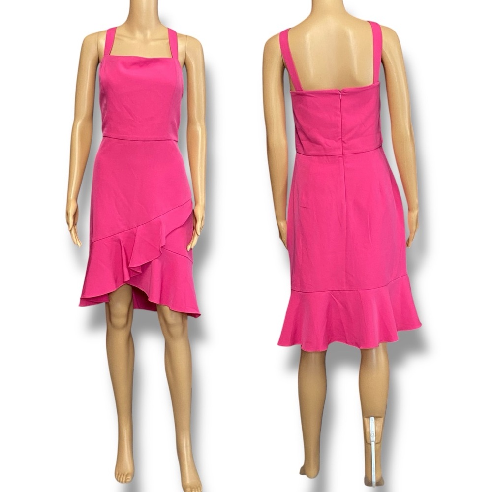 BCBGeneration Fuchsia Ruffle Midi Dress - Picture 3 of 9